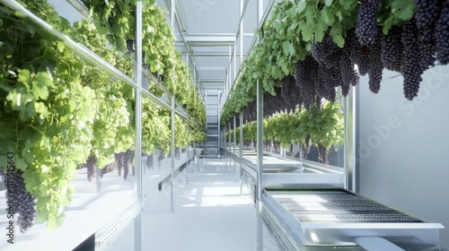 Modern Vertical Grape Farming Greenhouse Interior
