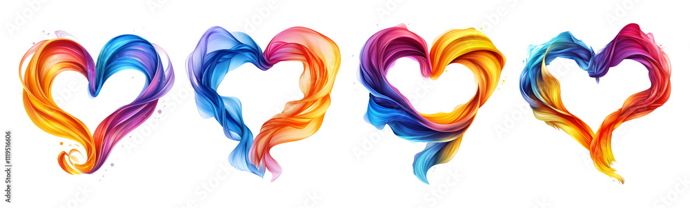 Obraz premium Colorful Heart Shapes on Transparent Background