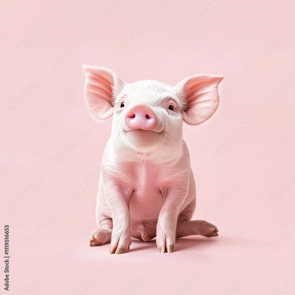 Cute Piglet with Pink Background, Adorable Farm Animal Expression Cute Piglet with Pink Background, Adorable Farm Animal Expression