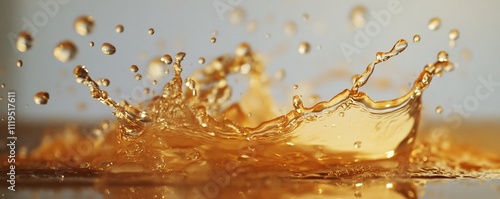 Golden liquid splashing and forming a crown shape