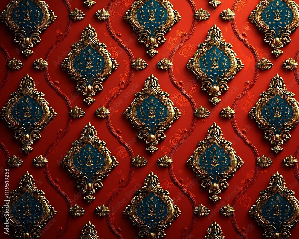 Vibrant Orange and Gold Traditional Thai Temple Patterns Background with Cultural Richness Vibrant Orange and Gold Traditional Thai Temple Patterns Background with Cultural Richness