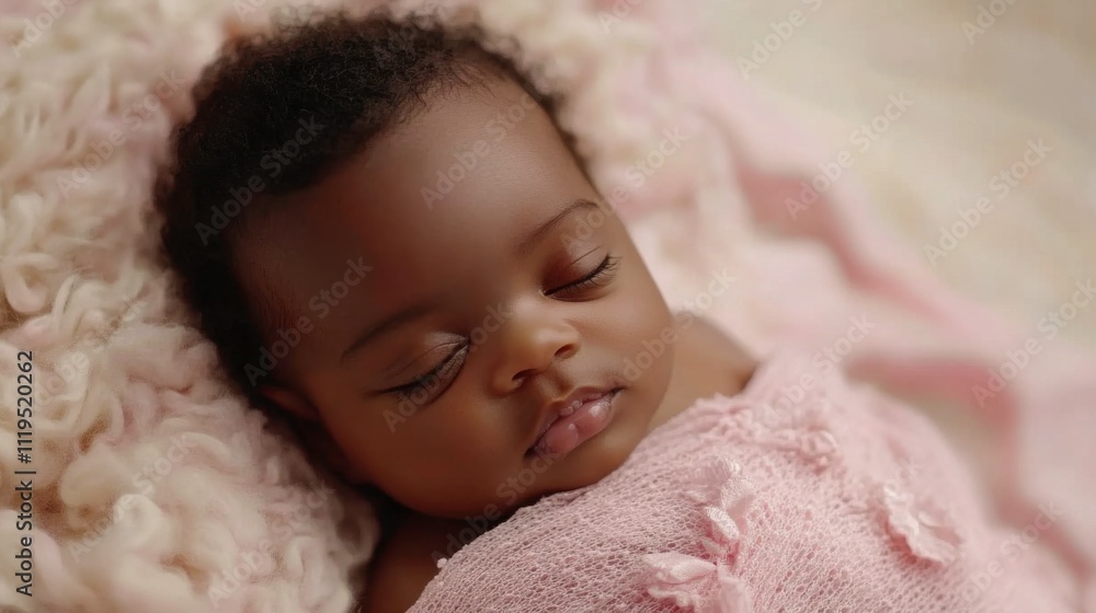 Serene Newborn Sleeping in Soft Pink Swaddle Serene Newborn Sleeping in Soft Pink Swaddle