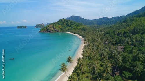 Wallpaper Mural Scenic landscape of Thailand famous tropical beaches, with palm trees swaying against the vibrant turquoise sea and azure sky Torontodigital.ca