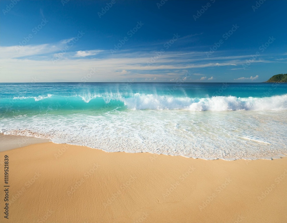 Fototapeta premium Generated ibeautiful sandy beach and soft blue ocean wavemage