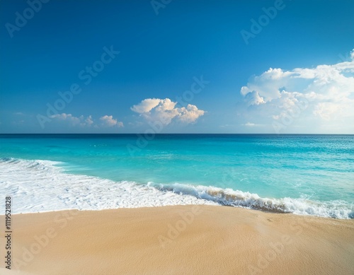 Generated ibeautiful sandy beach and soft blue ocean wavemage