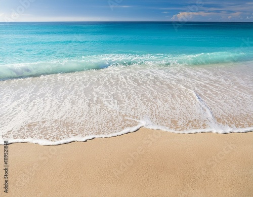 Generated ibeautiful sandy beach and soft blue ocean wavemage photo