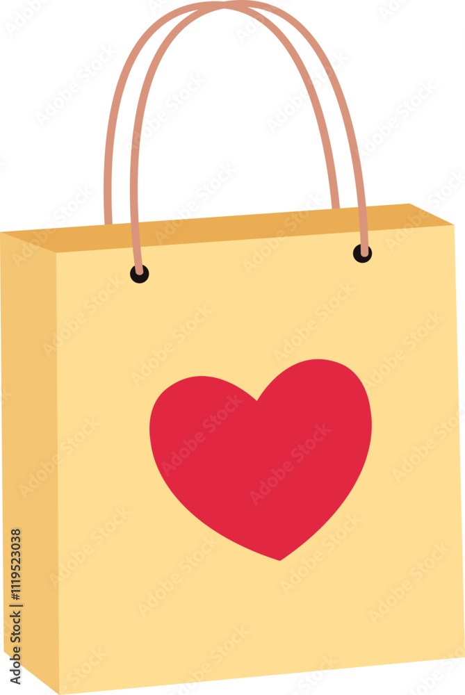 Valentine shopping paper bag flat vector illustration.
Valentine's Day gift bag icon.
Transparent background. Valentine shopping paper bag flat vector illustration.
Valentine's Day gift bag icon.
Transparent background.