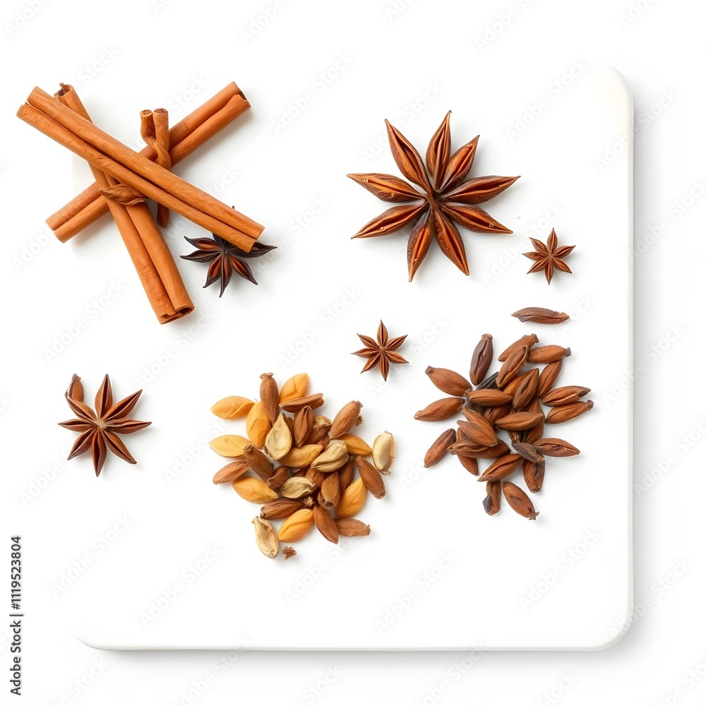 A balanced and fragrant spice layout. A balanced and fragrant spice layout.