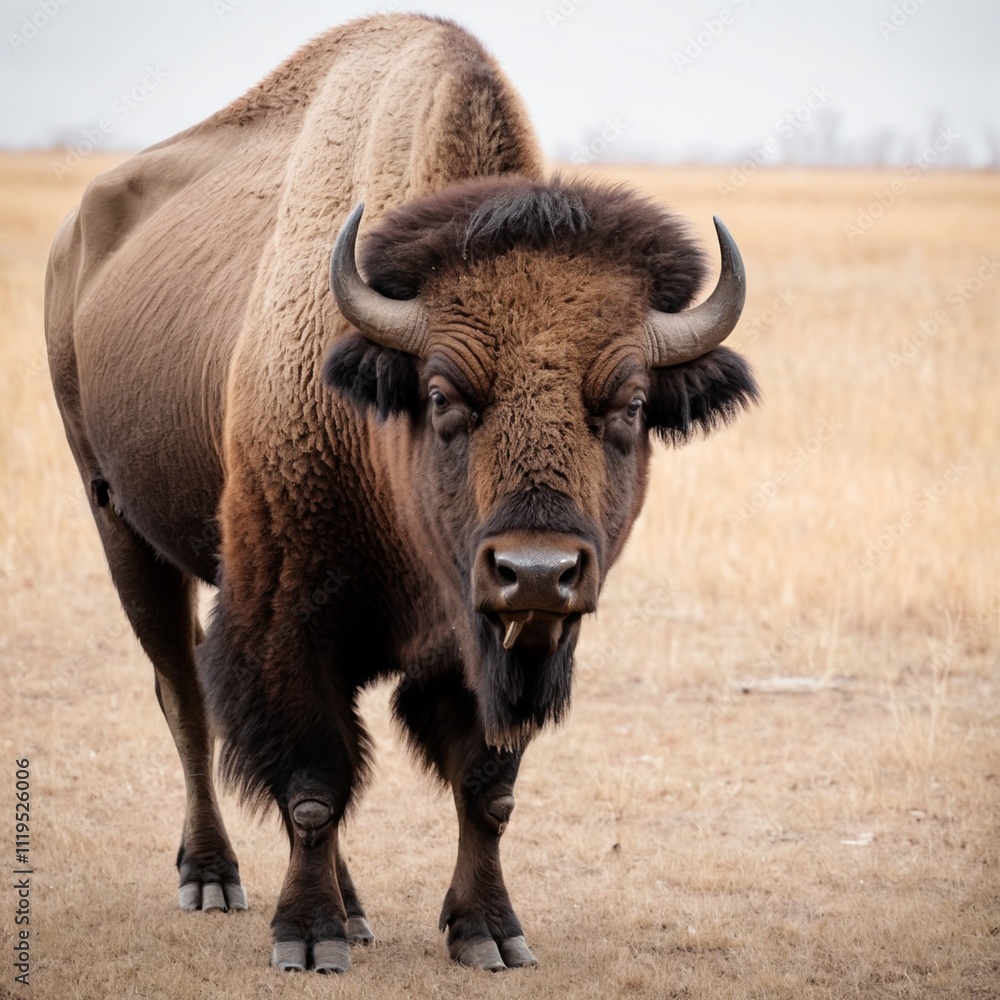 American bison in park isolated looking at camera American bison in park isolated looking at camera