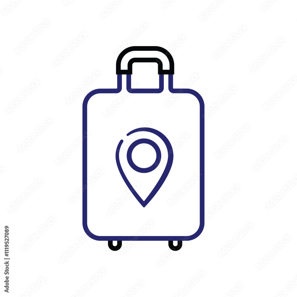 travel icon. suitcase and location. Vacation vector Contains designs, travel, holidays, summer, holidays, tourism and more. line design style travel icon. suitcase and location. Vacation vector Contains designs, travel, holidays, summer, holidays, tourism and more. line design style