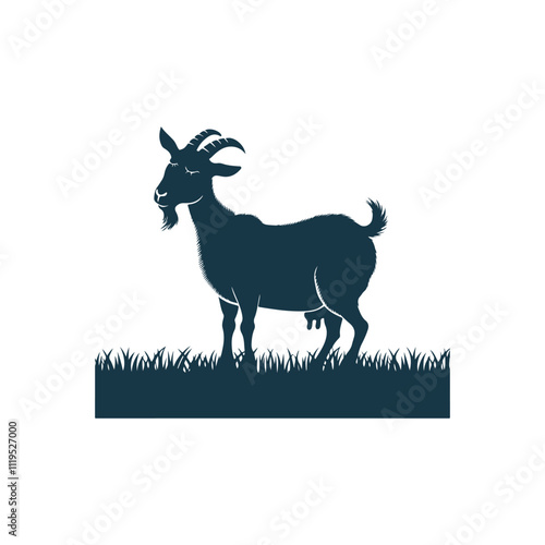 Creative simple Goat silhouette vector Style with white background