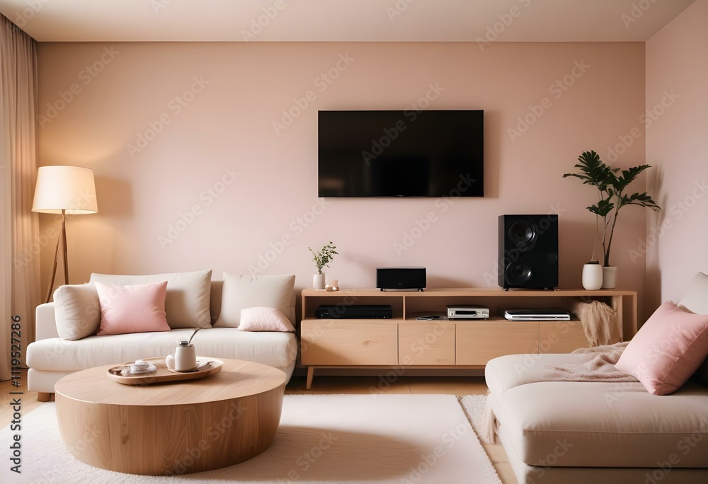 Modern Japani Style Apartment: Beige Couch and Minimalist Design Modern Japani Style Apartment: Beige Couch and Minimalist Design