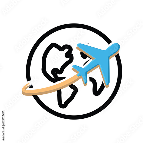 travel icon. world and plane.  Vacation vector Contains designs, travel, holidays, summer, holidays, tourism and more. mixed design style