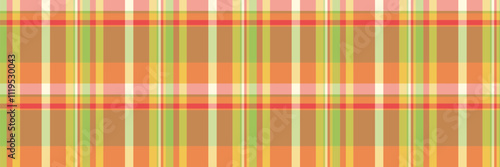 Salmon seamless tartan textile, antique plaid fabric pattern. Italian check texture background vector in orange and amber colors.