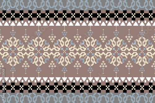 Art Abstract with Pixel Art Designs. Traditional Cross Stitch needlework. Geometric Ethnic Pattern, Embroidery, Textile Ornamental, Fabric, Hand Stitch Pattern, Cultural Stitching Pixel Art