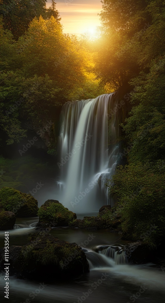 Obraz premium リラックス マイナスイオン 滝 Relaxation Negative Ion Waterfall