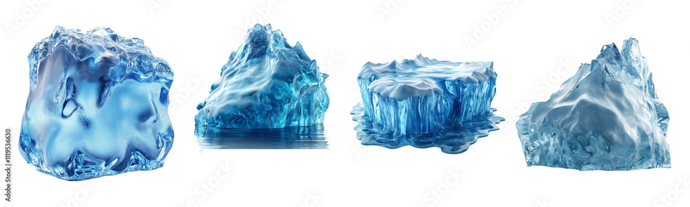 Fototapeta premium Ice Blocks on Transparent Background for Creative Projects