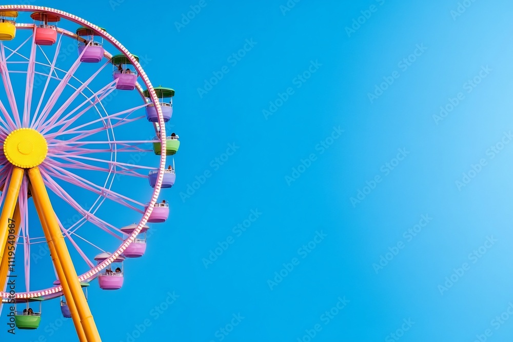 Fototapeta premium Vibrant Carnival Scene with Ferris Wheel and Lively Crowds for Event Promotions