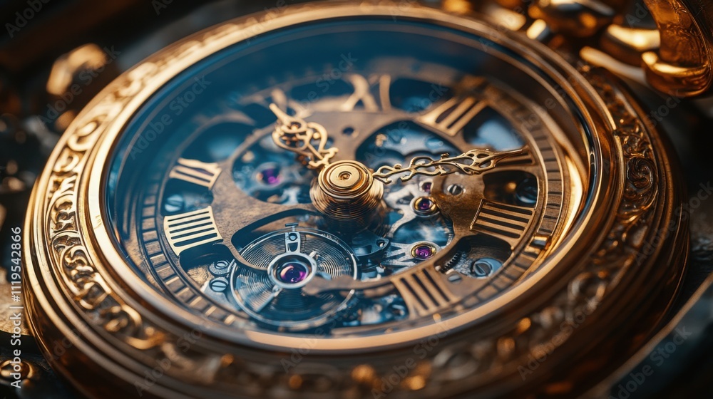 Antique Pocket Watch Mechanism Close-up. Antique Pocket Watch Mechanism Close-up.