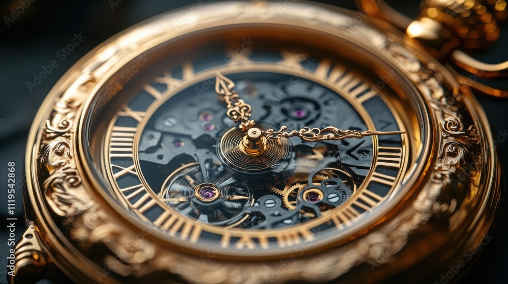 Antique Gold Pocket Watch Close-up. Antique Gold Pocket Watch Close-up.