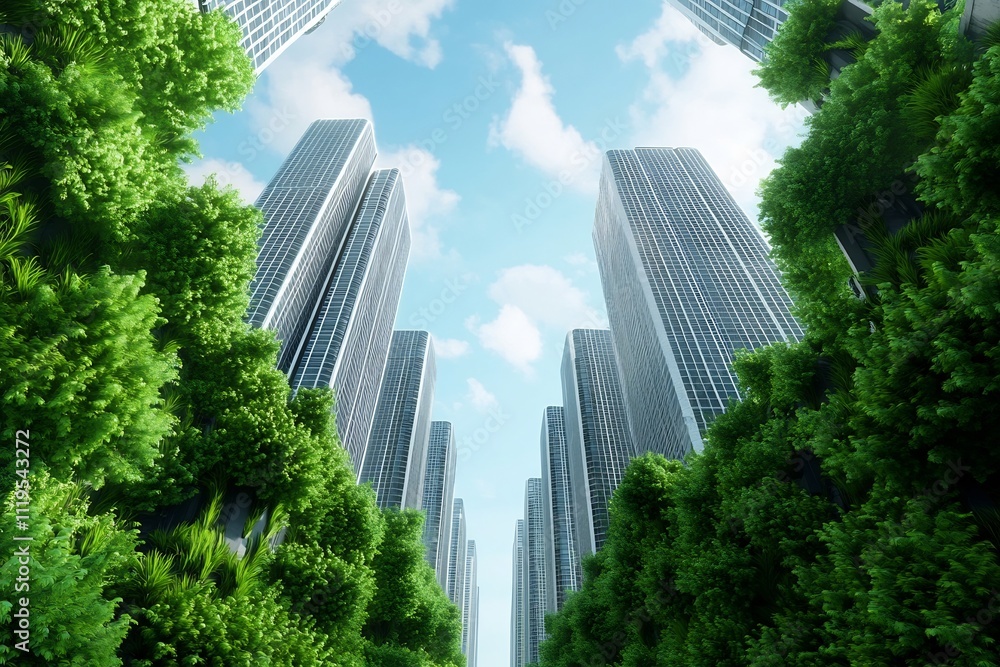 Futuristic green city with vertical gardens and solar powered skyscrapers showcasing a bright and hopeful atmosphere Futuristic green city with vertical gardens and solar powered skyscrapers showcasing a bright and hopeful atmosphere