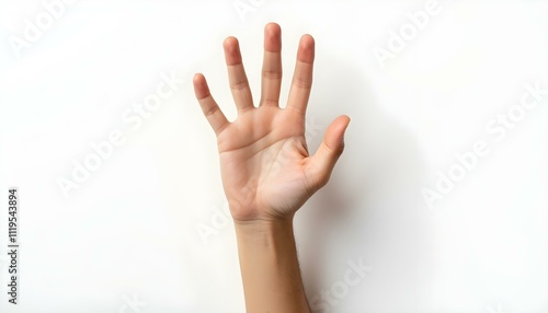 Set of woman hands showing different gestures, pointing and showing signs isolated on white background 