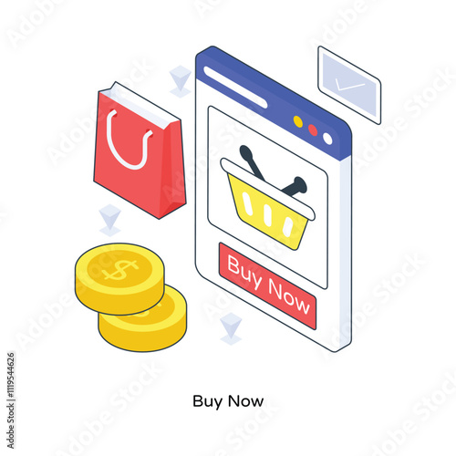 Buy Now isometric Colored illustration. EPS File stock illustration