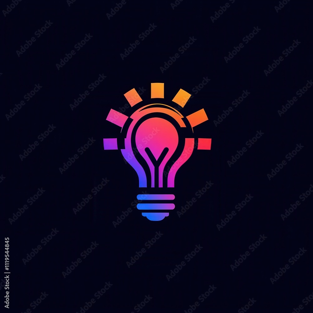 Abstract colorful lightbulb icon representing innovation, idea, and creativity. Abstract colorful lightbulb icon representing innovation, idea, and creativity.