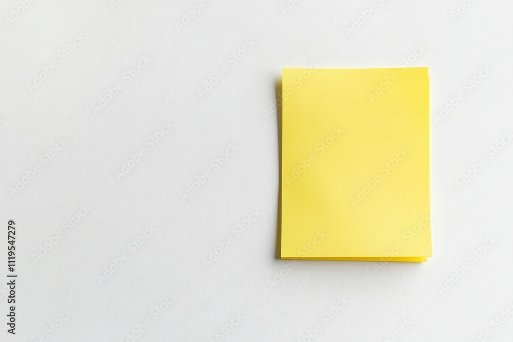 A stack of yellow sticky notes on a clean white surface A stack of yellow sticky notes on a clean white surface