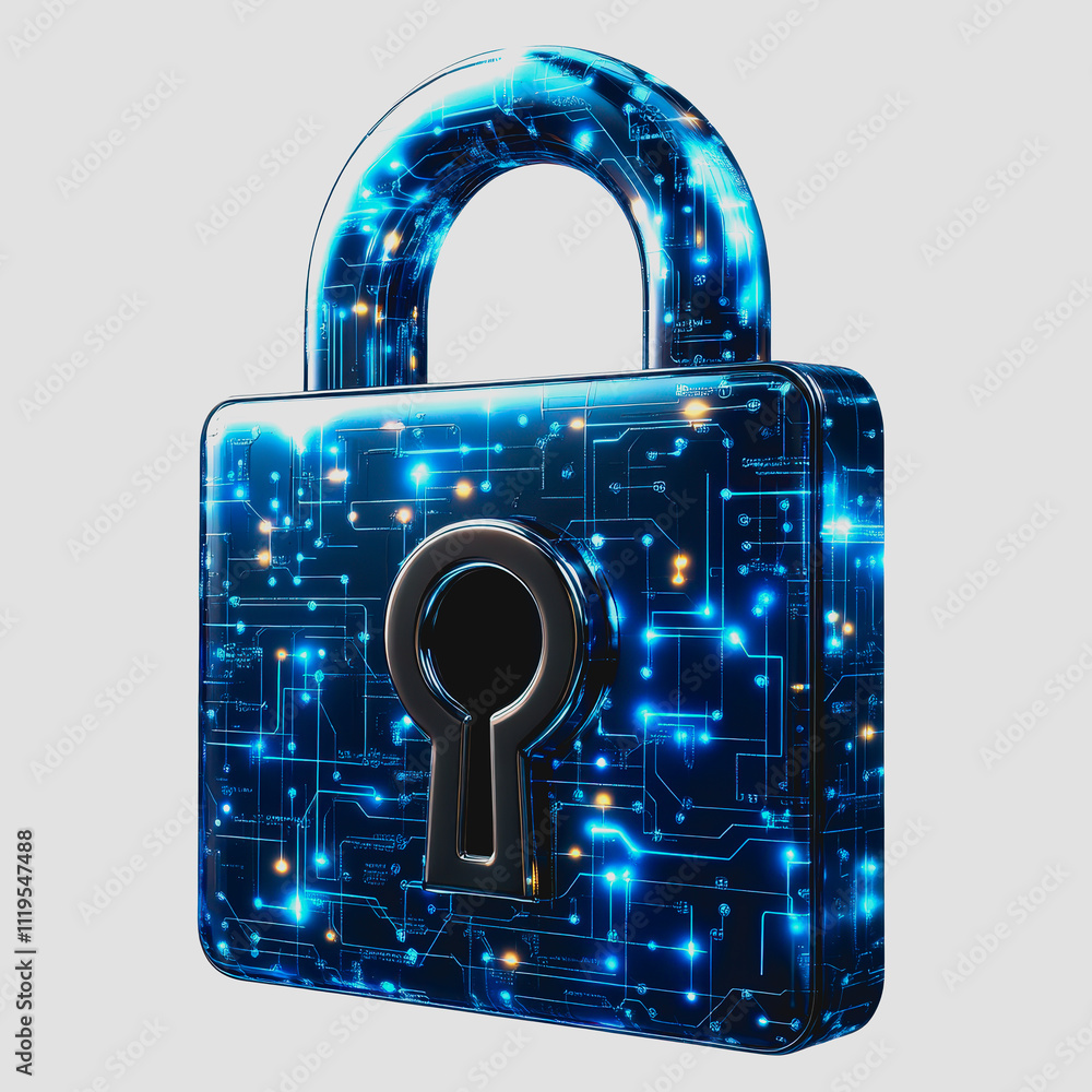 High-Tech Digital Lock with Cybersecurity Elements and Futuristic Design Representing Internet Safety and Data Protection High-Tech Digital Lock with Cybersecurity Elements and Futuristic Design Representing Internet Safety and Data Protection