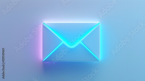 neon icon logo of an envelope with light pink and blue colors