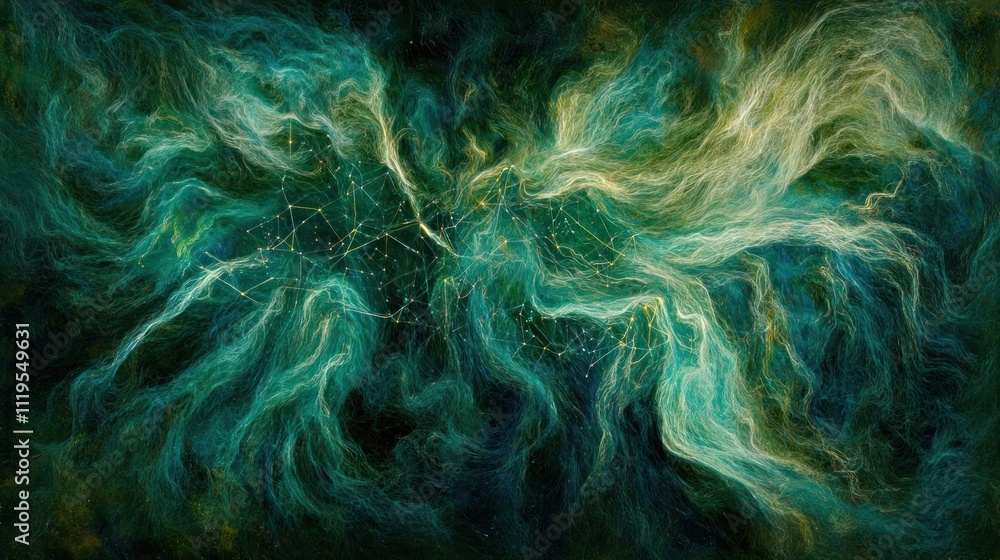 Obraz premium Abstract cosmic scene with swirling colors and star patterns, evoking a sense of wonder.