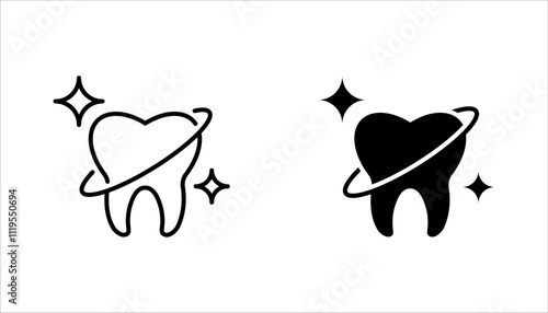 Teeth cleaning linear icon set. Professional dental care. vector illustration on white background