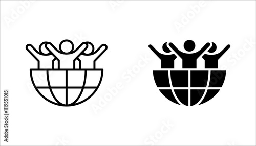 World population linear icon set. Global society. vector illustration on white background