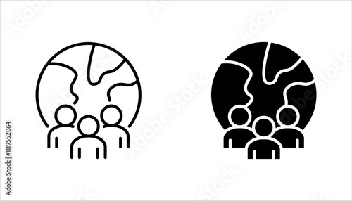 World population linear icon set. Global society. vector illustration on white background