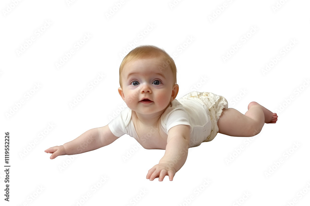 Baby crawling and looking up on transparent background Baby crawling and looking up on transparent background