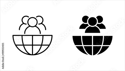 World population linear icon set. Global society. vector illustration on white background
