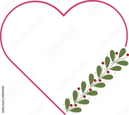 Beautiful Love Border Frame With Red Cherries And Green Leaves