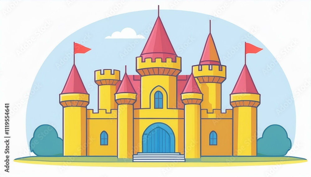 Castle historical architecture cartoon style Castle historical architecture cartoon style