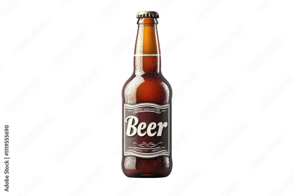 Brown beer bottle with condensation isolated on transparent background Brown beer bottle with condensation isolated on transparent background