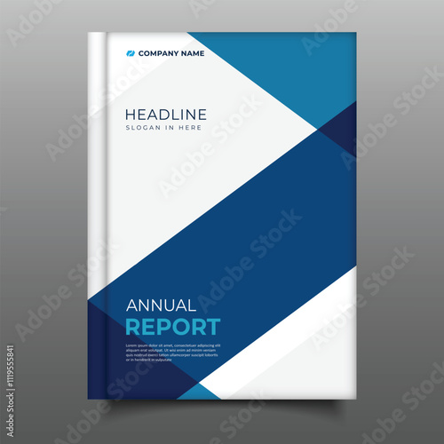 modern business annual report cover business with blue geometric diagonal template design