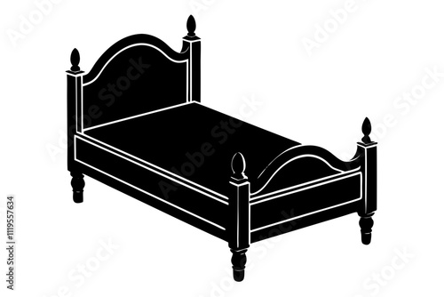 Bed silhouette illustration.