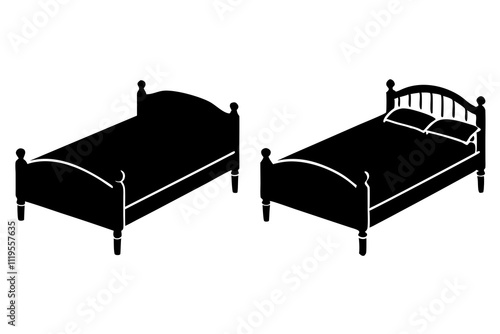 Bed silhouette illustration.