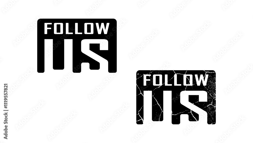 Fototapeta premium Follow us emblem, black isolated silhouette