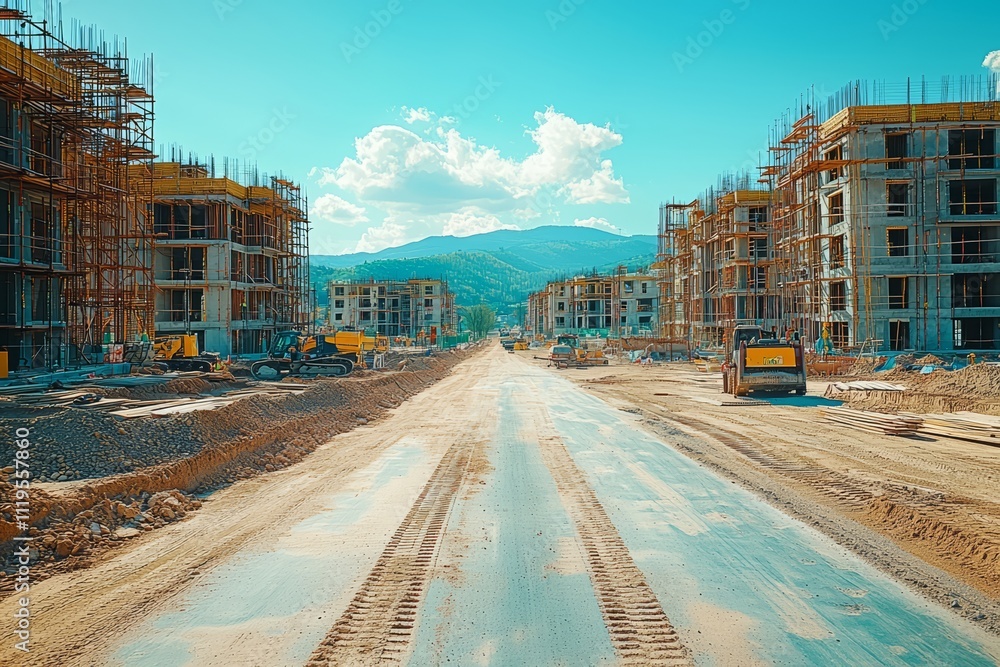 Сonstruction of a high-rise building, AI generated