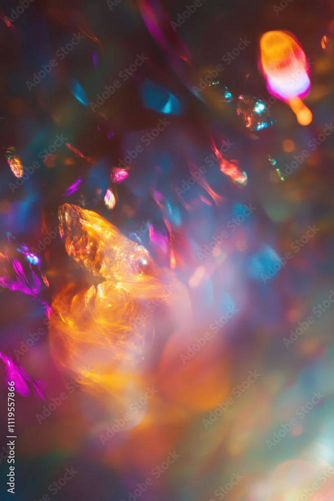 Abstract vibrant colorful bokeh lights background with glowing particles and blurred shapes. Abstract vibrant colorful bokeh lights background with glowing particles and blurred shapes.