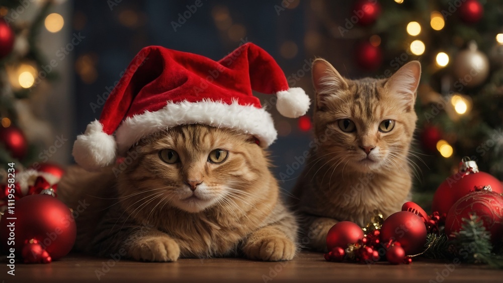 cats in santa claus hats - ai cats in santa claus hats - ai