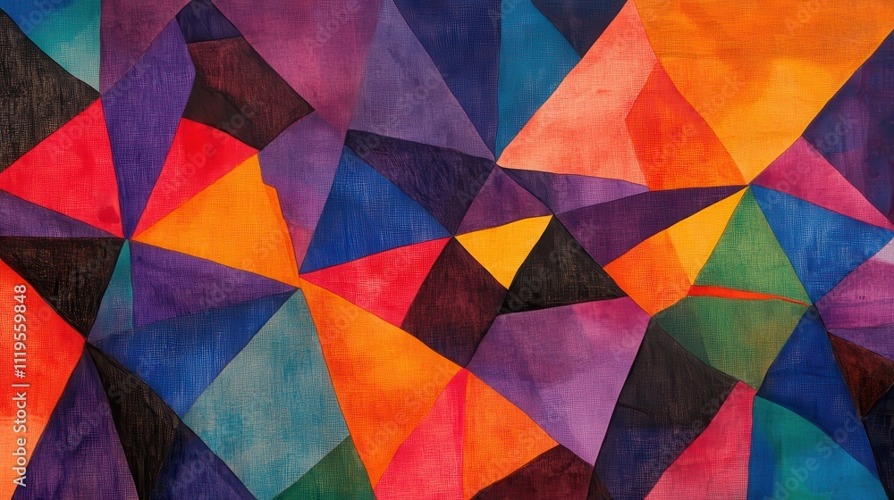 Abstract watercolor painting with vibrant geometric shapes and colors. Abstract watercolor painting with vibrant geometric shapes and colors.