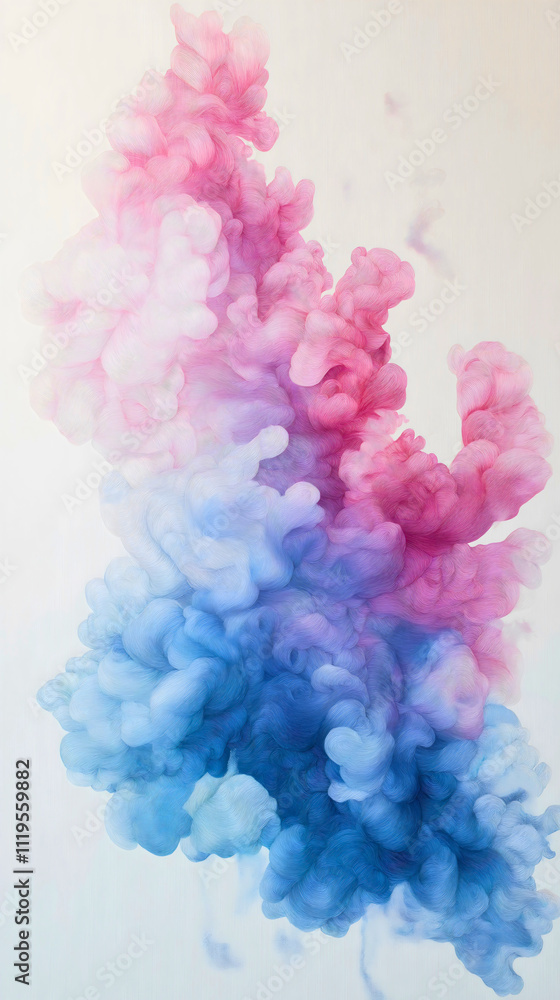 Fototapeta premium Abstract Smoke and Vapor in Pink and Blue Swirling Colors, Creating a Dreamy, Fluid Gradient with Soft Textures and Atmospheric Visuals for a Modern Aesthetic