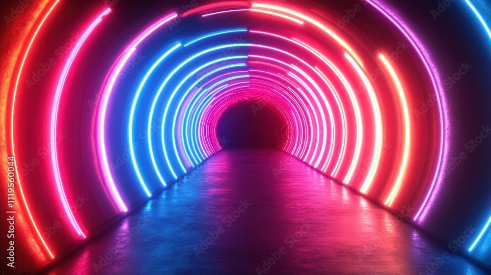 Neon tunnel with pink and blue lights. Neon tunnel with pink and blue lights.